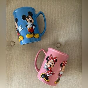 Mickey & Minnie Disney Blue and Pink Character Mugs